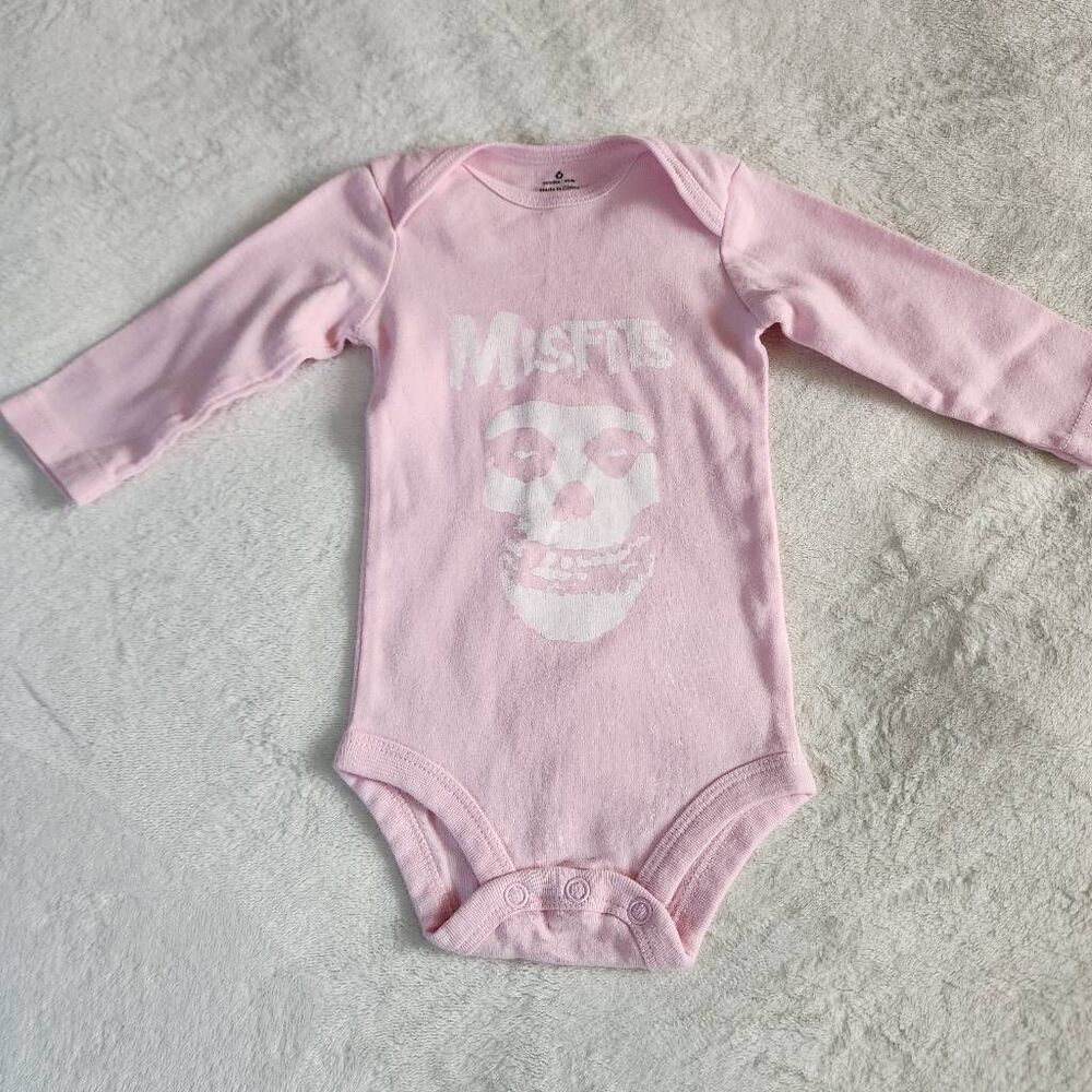 Misfits Light Pink Long Sleeve One Piece With Graphics Size 6 Months